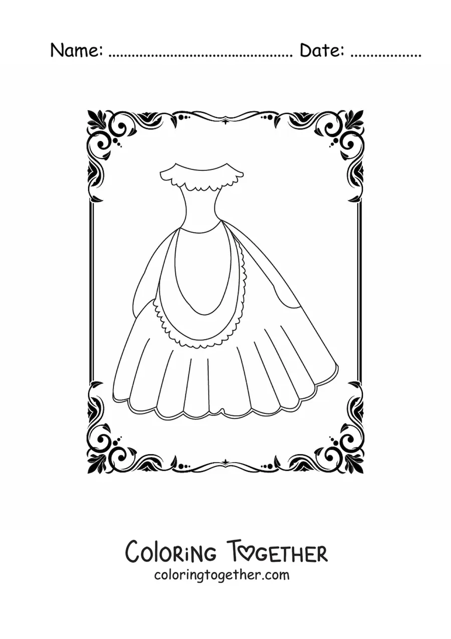 Coloring page of a simple dress