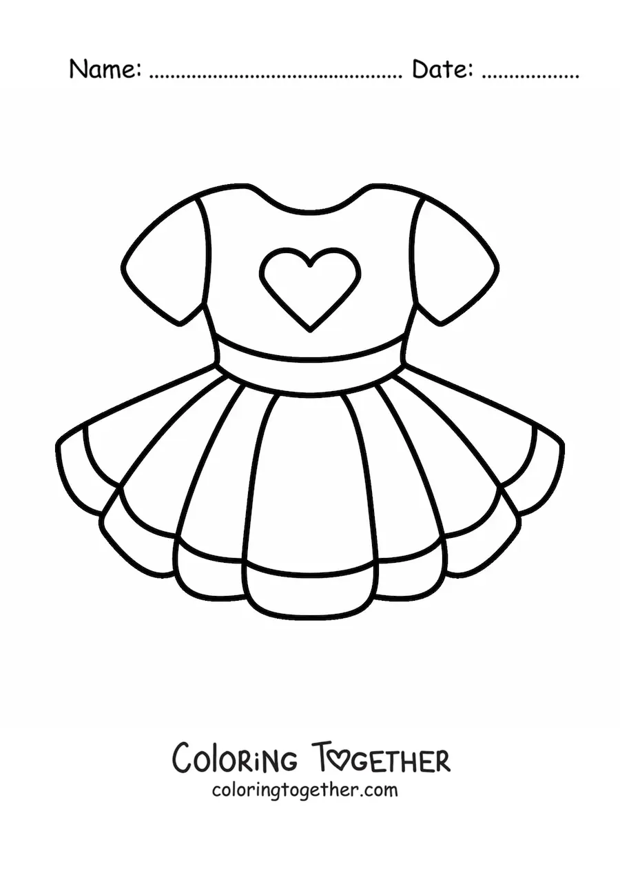 Coloring page of a girl's dress