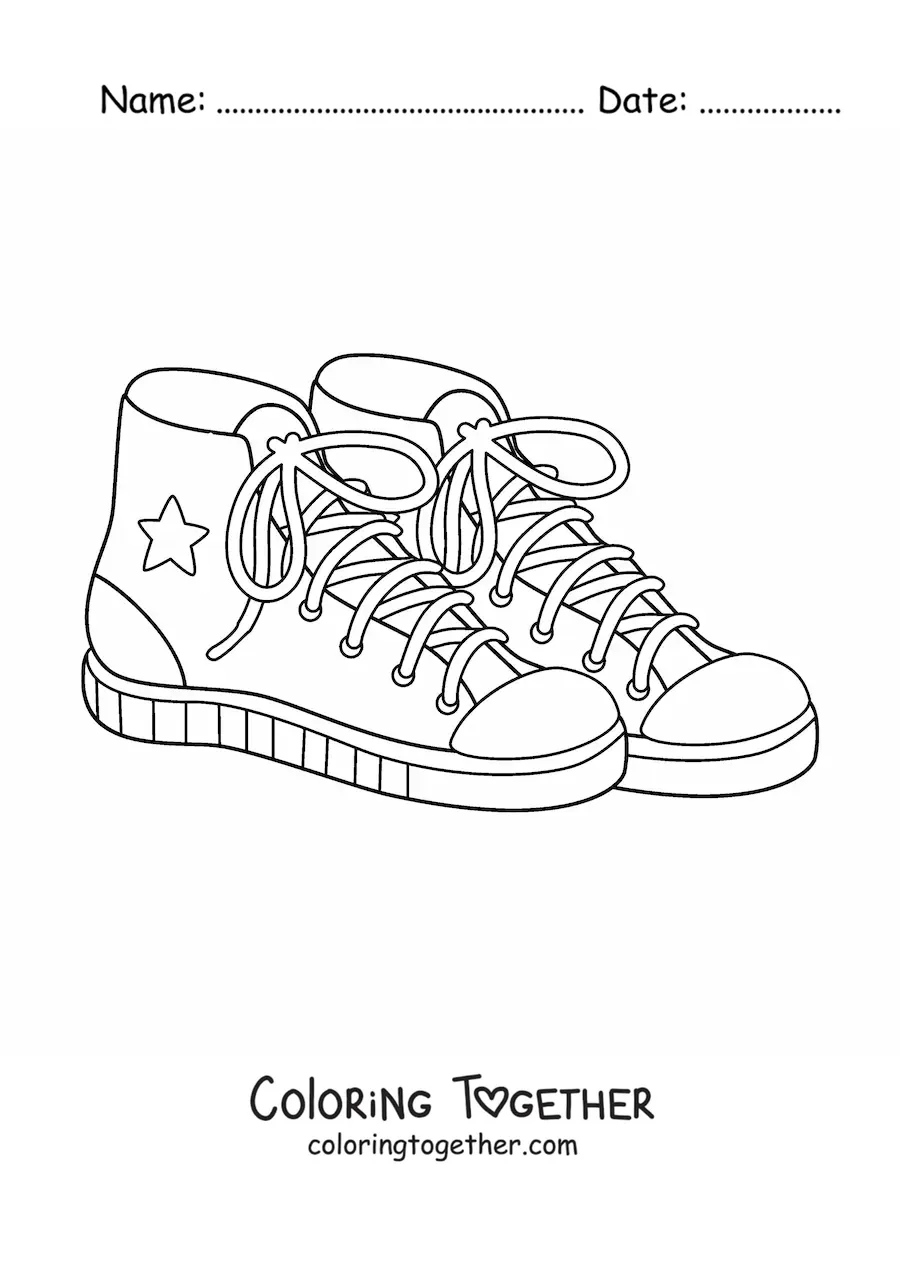 Coloring page of a pair of Converse shoes