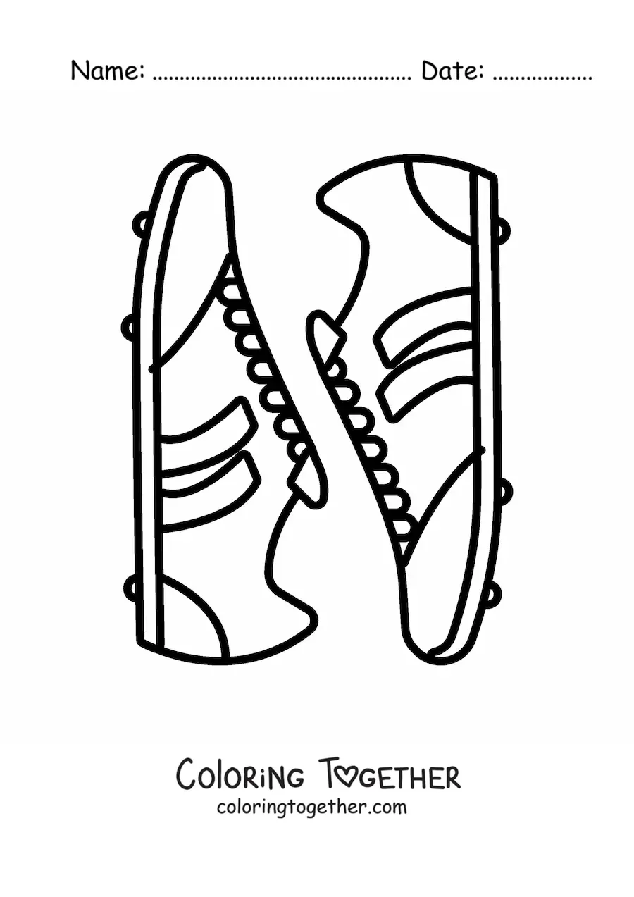 Coloring page of a pair of soccer cleats