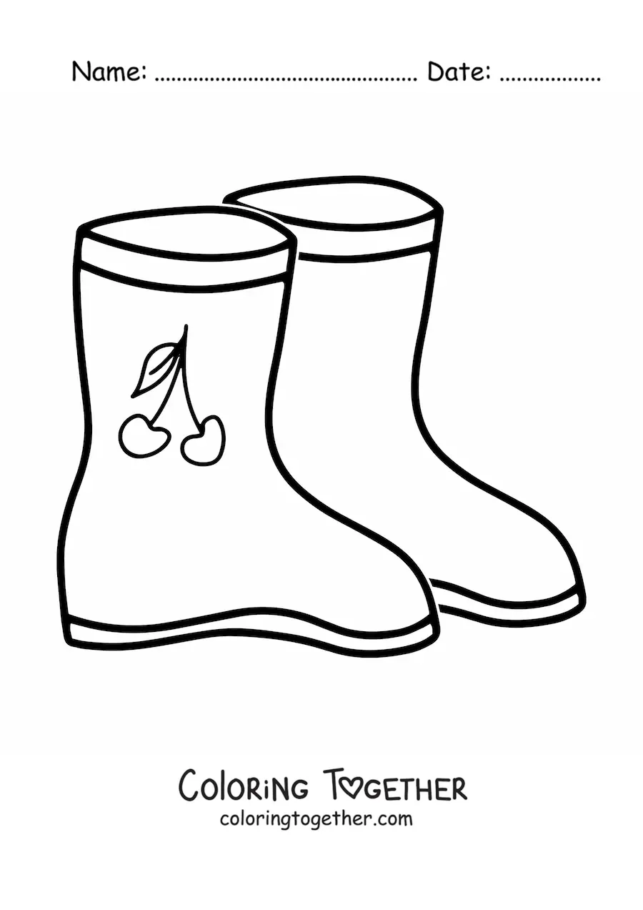 Coloring page of a pair of rain boots