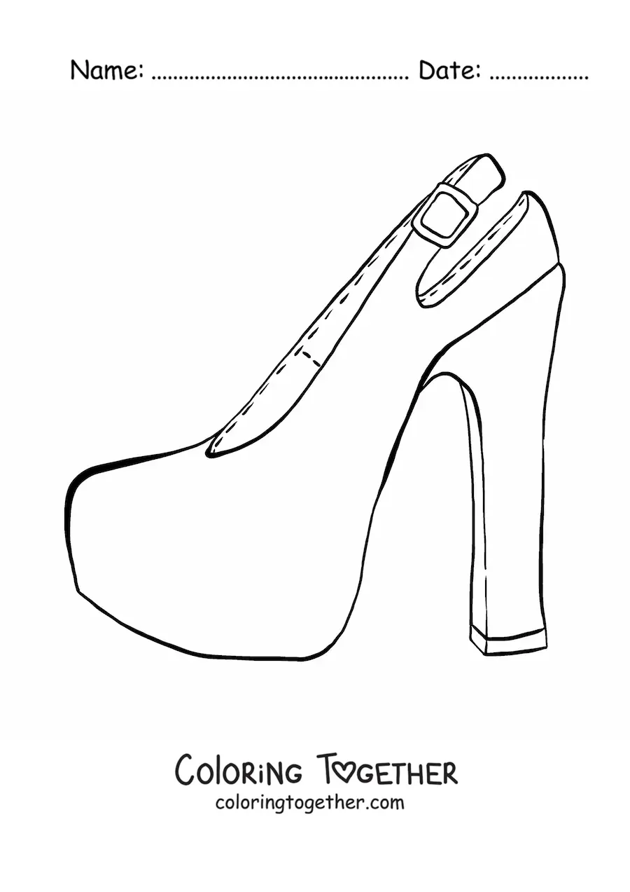 Coloring page of a high-heeled shoe