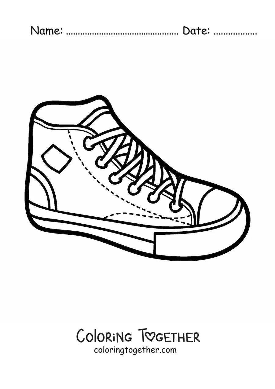 Coloring page of a high-top sneaker