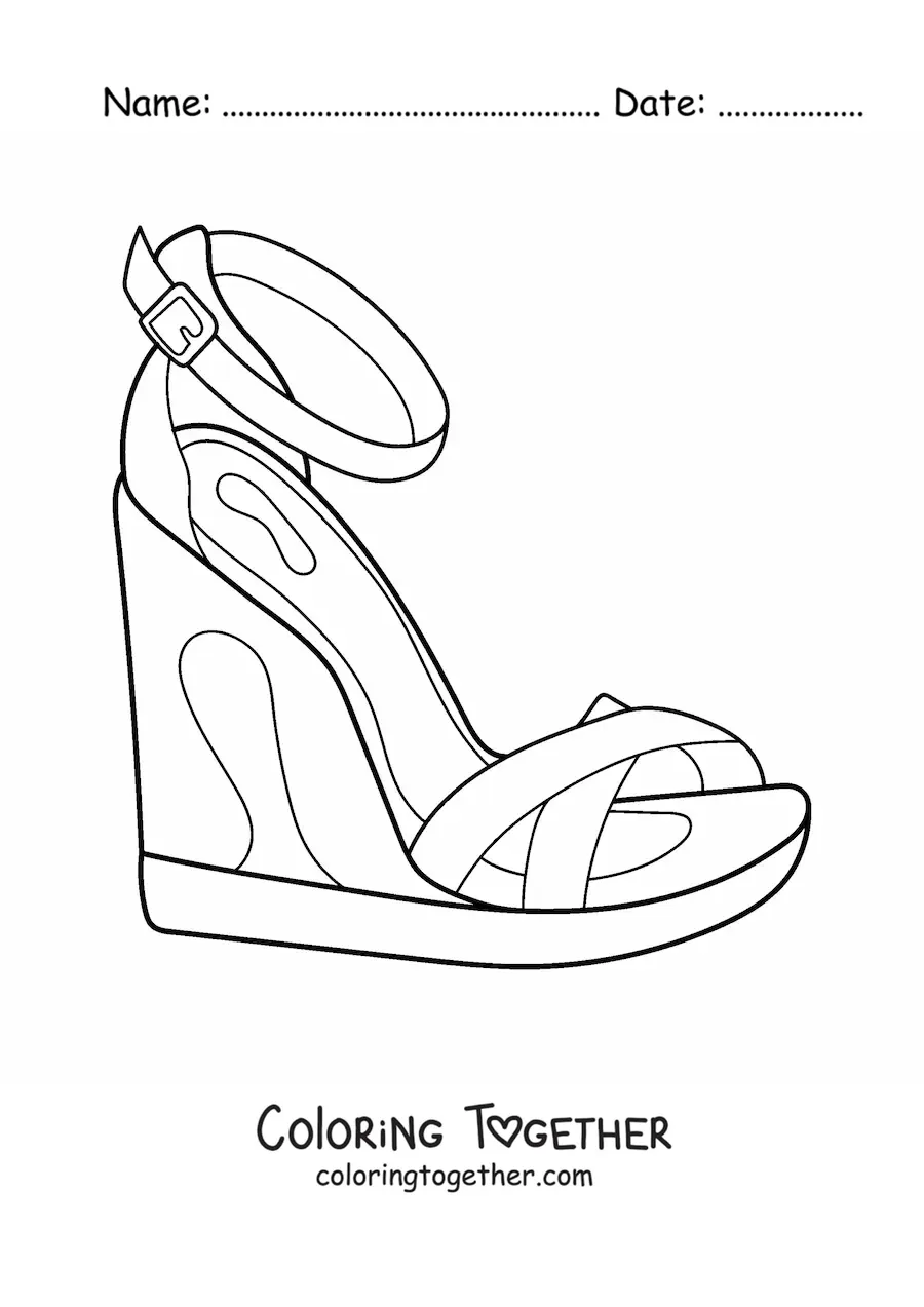 Coloring page of a high-heeled sandal