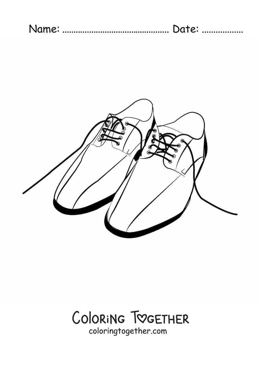 Coloring page of a pair of men's shoes