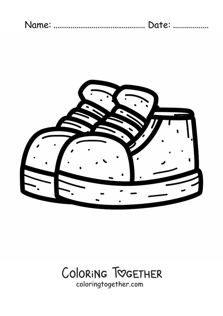 Coloring page of a pair of kids' sneakers