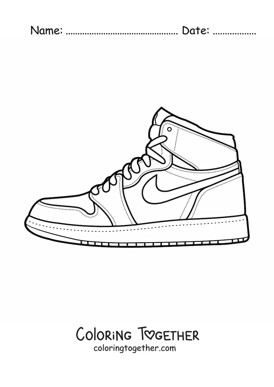Coloring page of a Nike high-top sneaker