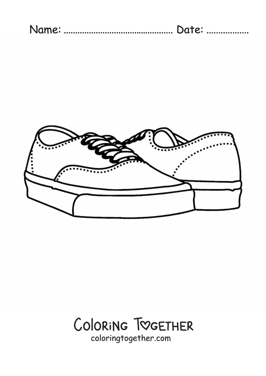 Coloring page of a pair of low-top sneakers