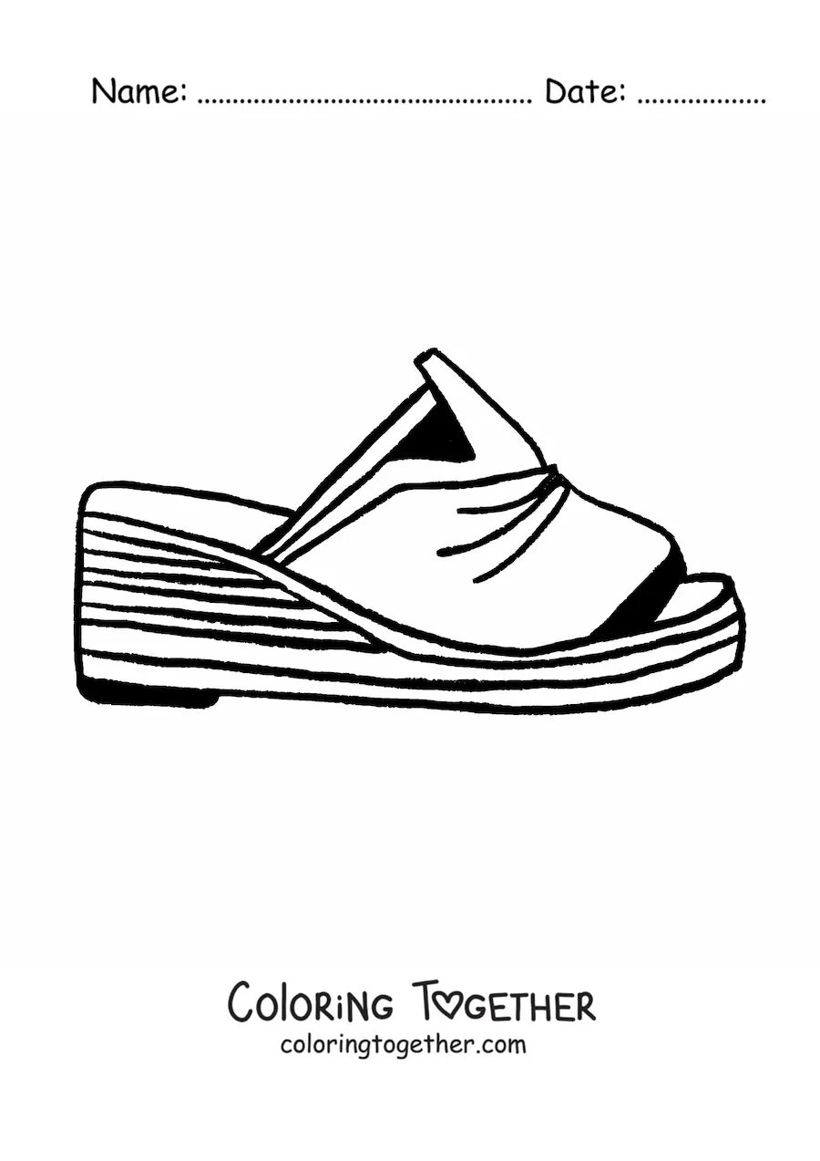 Coloring page of a summer sandal