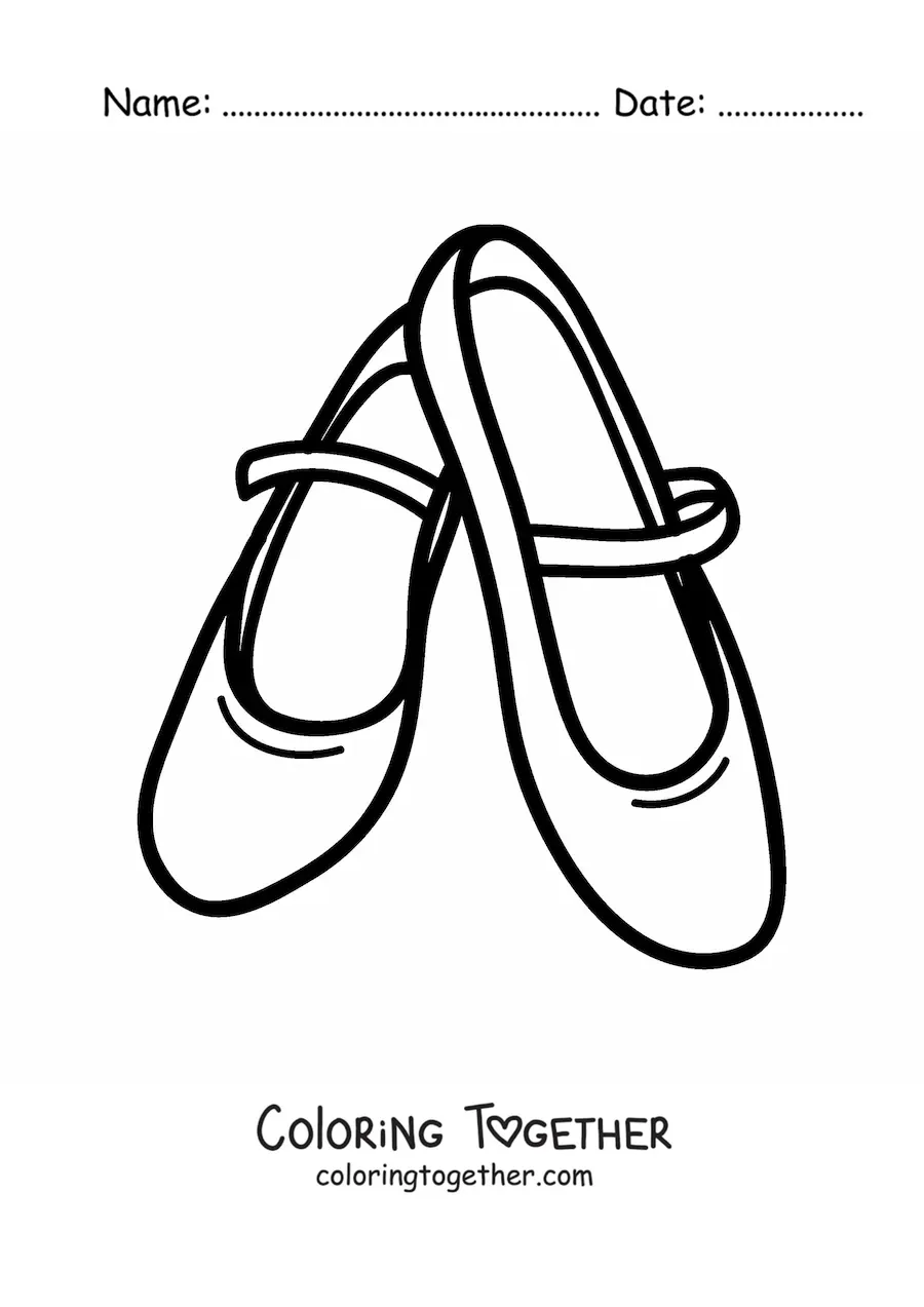 Coloring page of a pair of sneakers with a buckle
