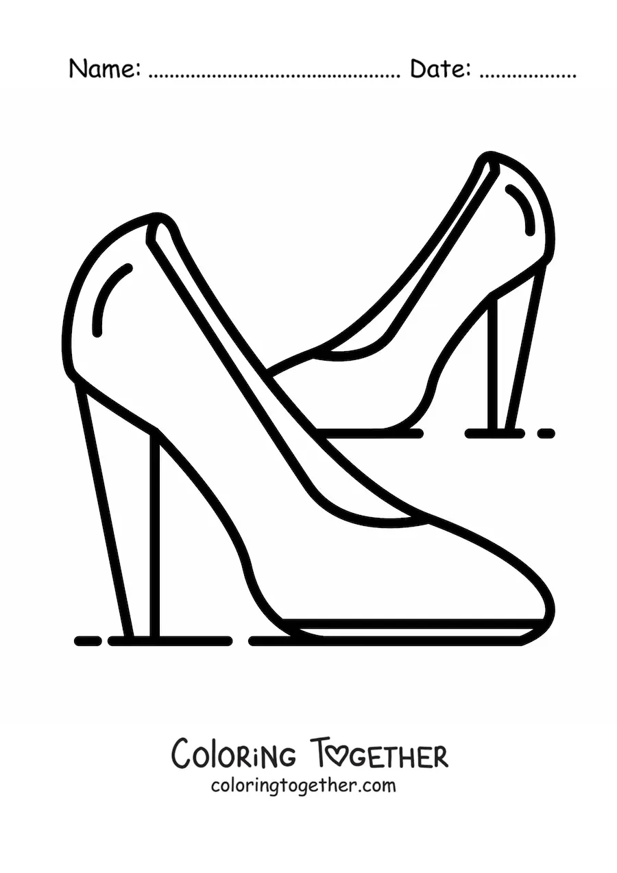 Coloring page of a pair of heeled sneakers
