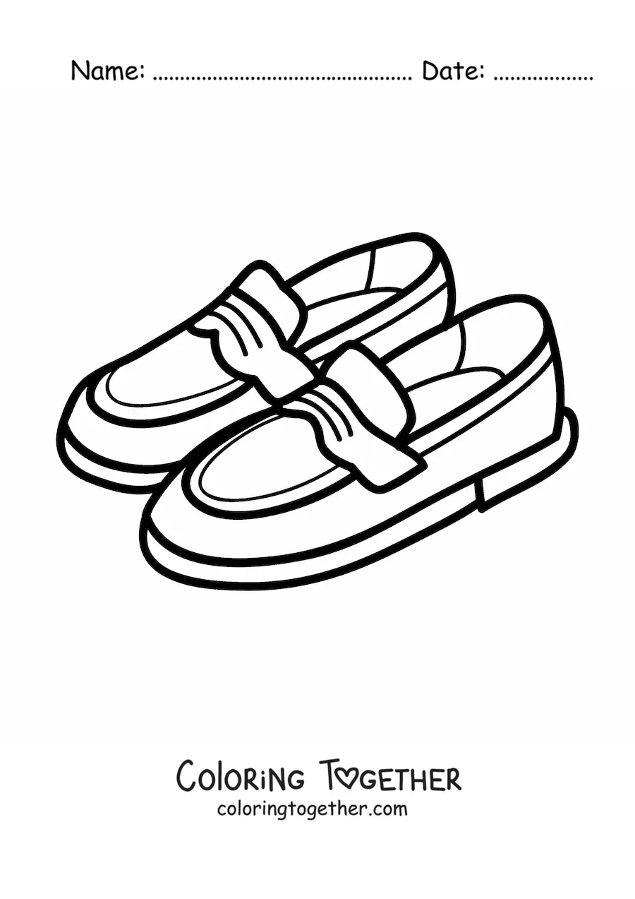 Coloring page of a pair of leather shoes