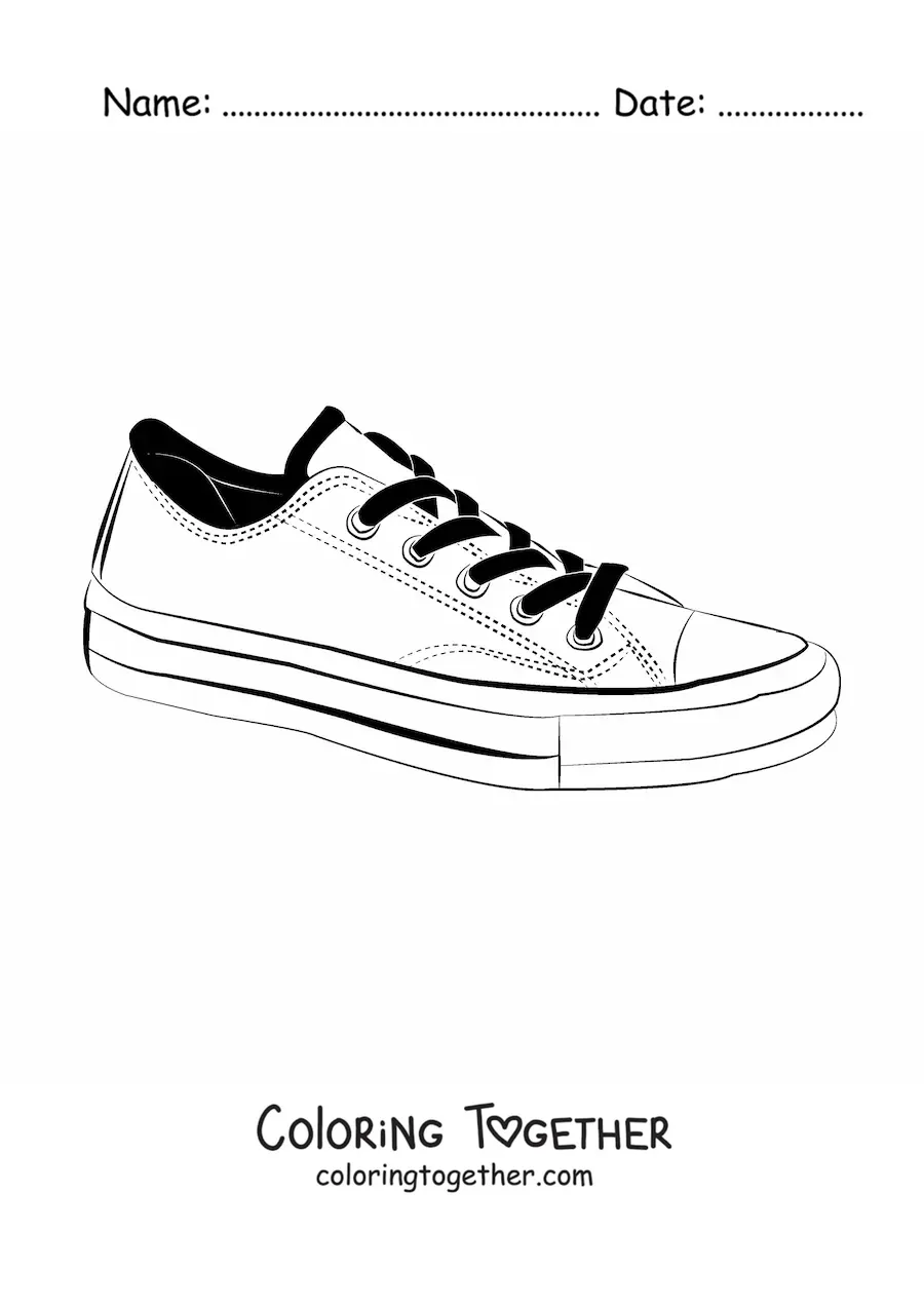 Coloring page of a pair of low canvas sneakers