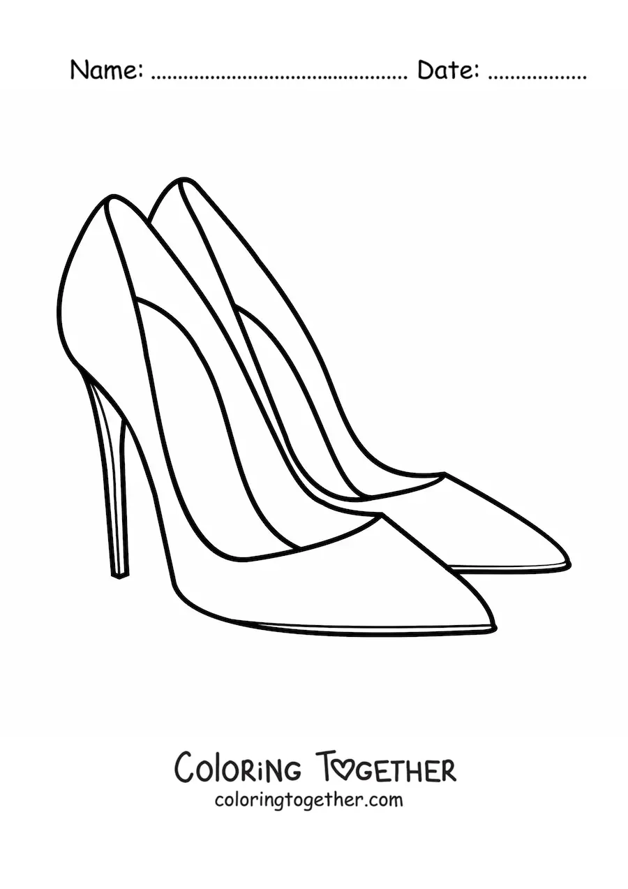 Coloring page of a pair of elegant heels
