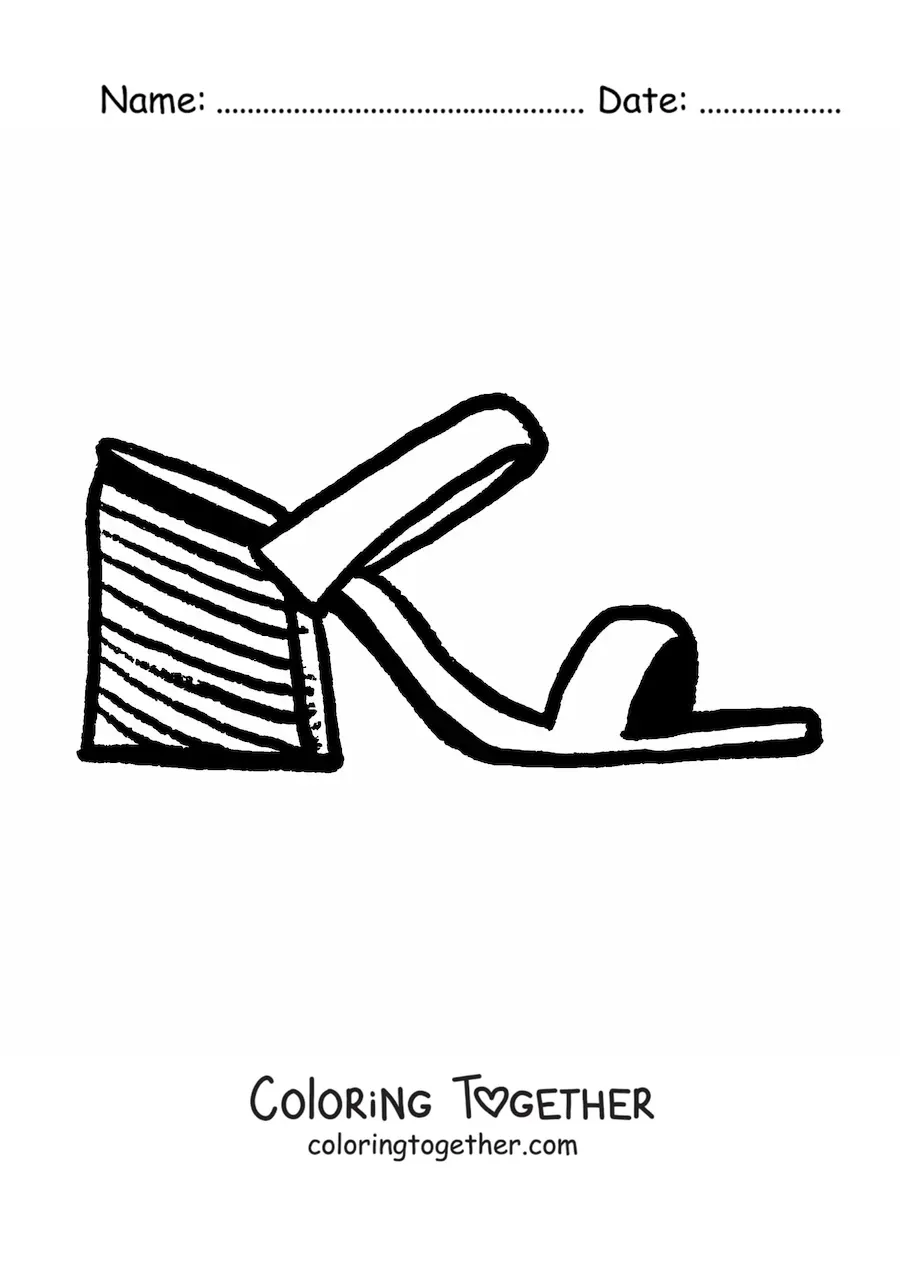Coloring page of a simple summer sandal