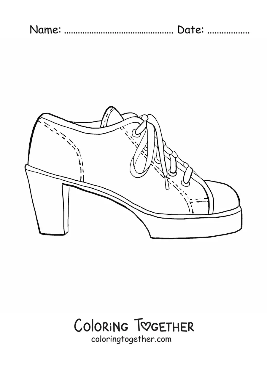 Coloring page of a high-heeled shoe with braids