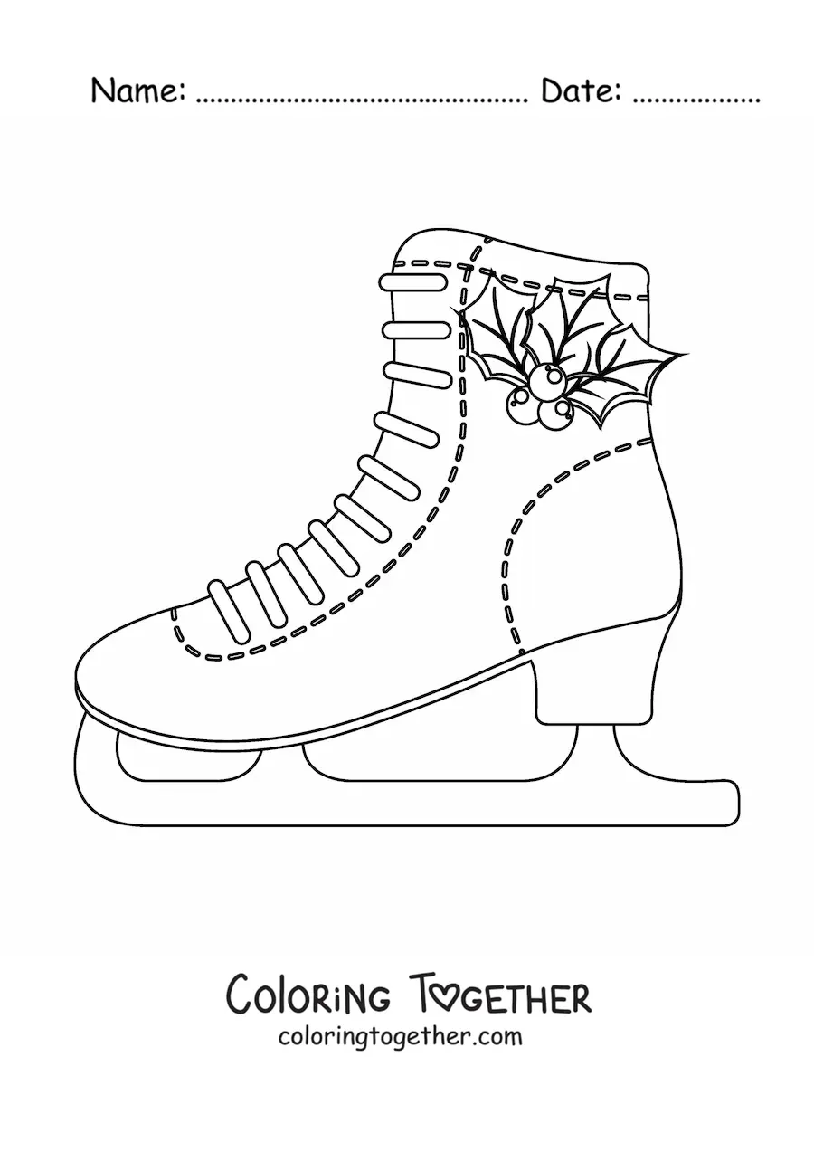 Coloring page of an ice skate