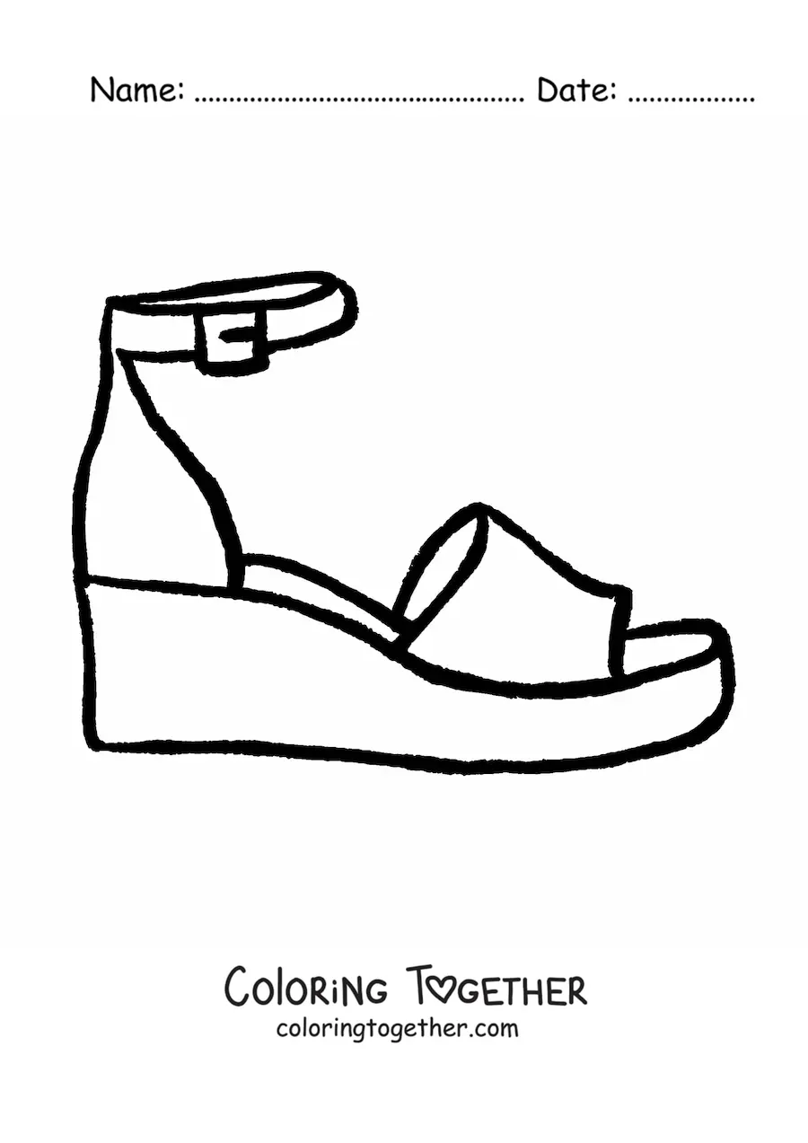 Coloring page of a summer sandal with a buckle