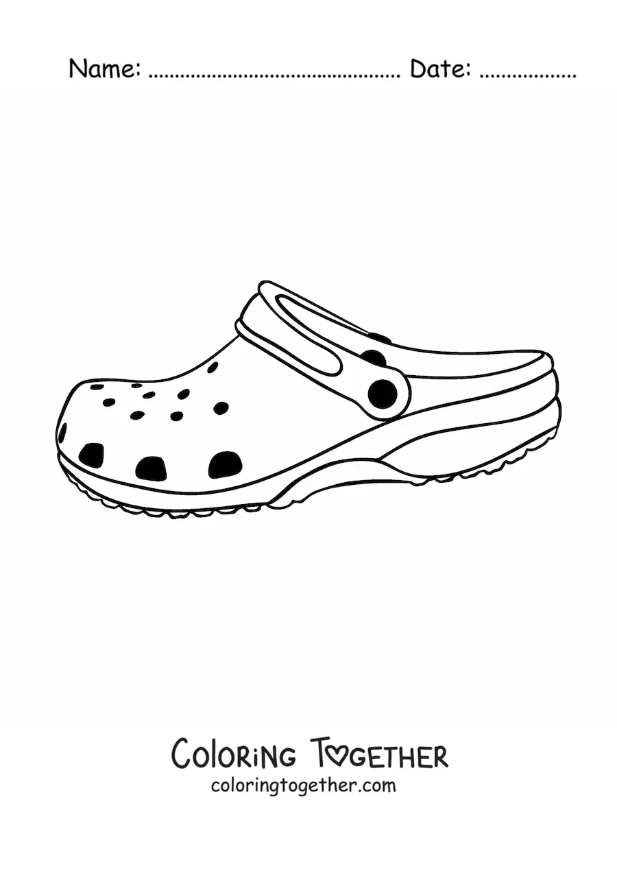 Coloring page of a Croc sandal