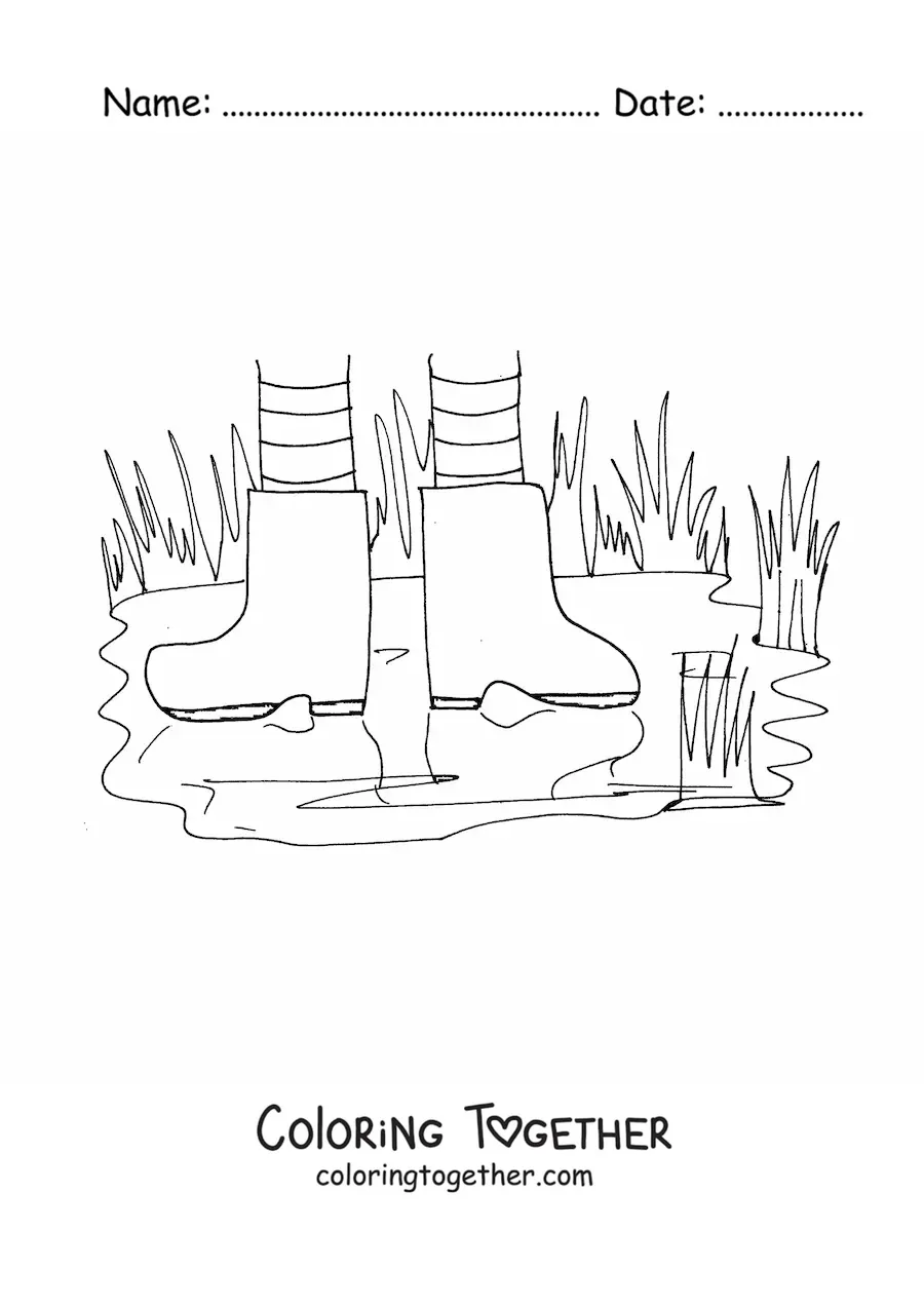 Coloring page of a pair of rain boots