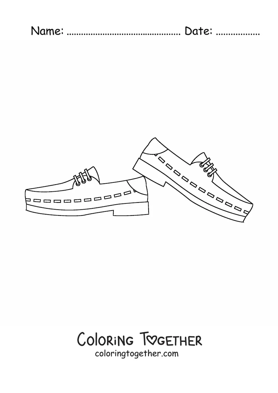 Coloring page of a pair of men's shoes