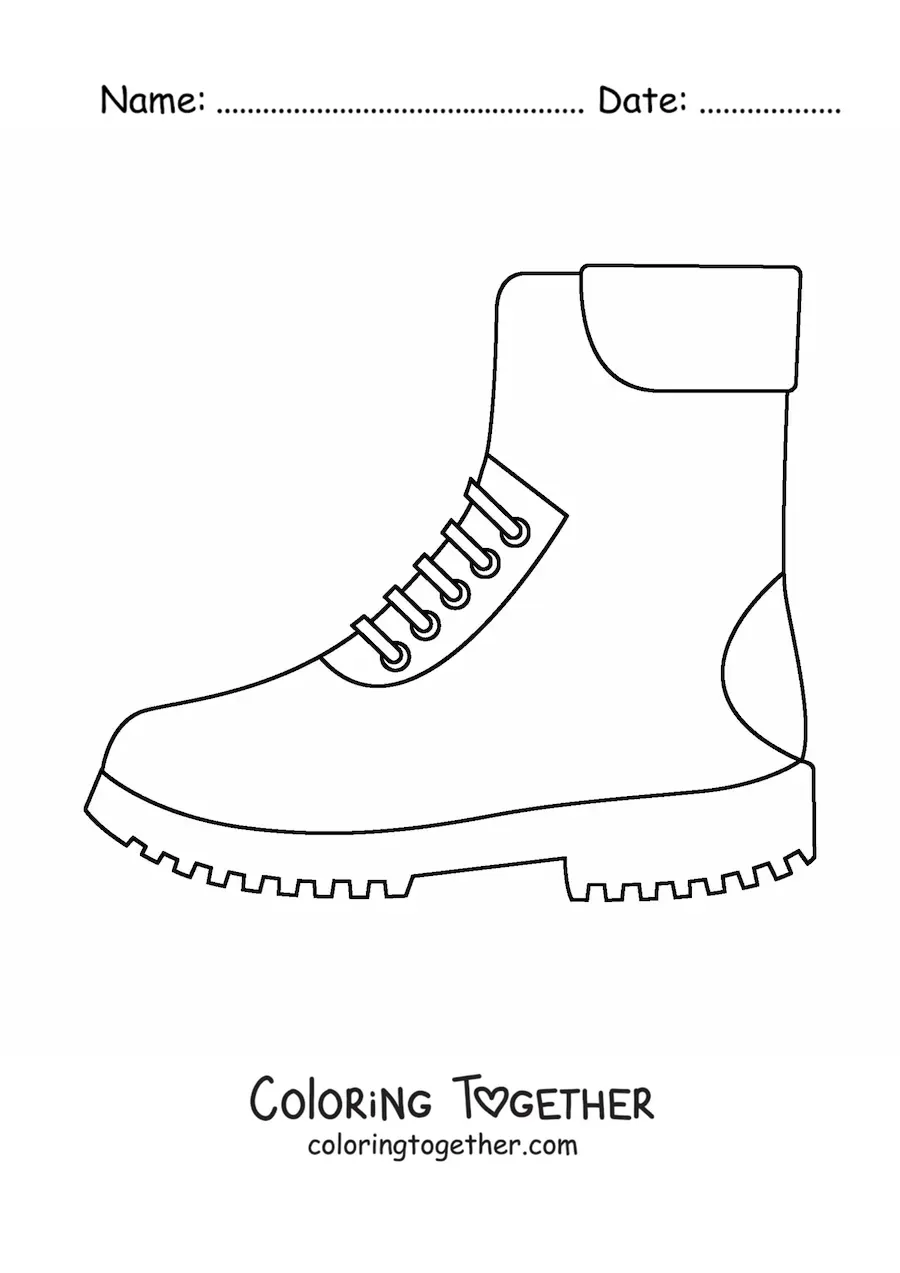 Coloring page of a leather boot