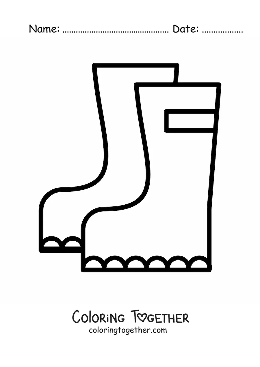 Coloring page of a pair of simple boots
