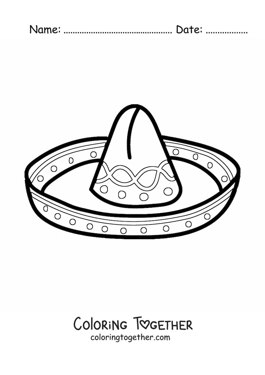 Coloring page of a mariachi hat