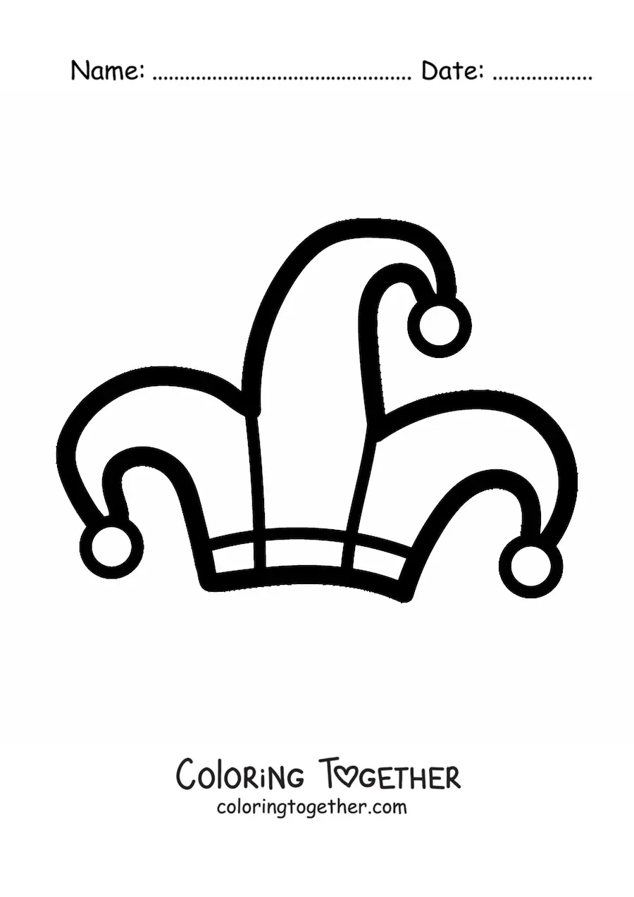 Coloring page of a jester hat