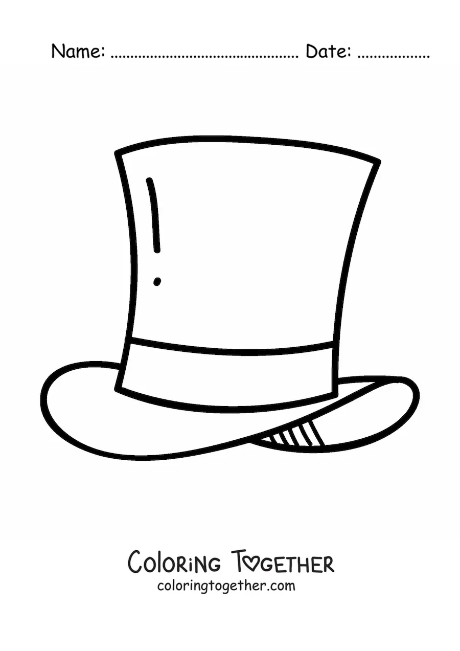 Coloring page of a top hat