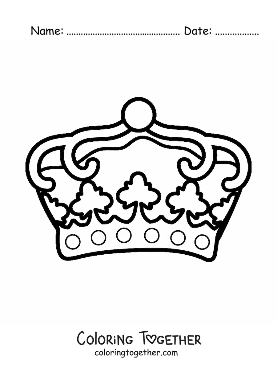 Coloring page of a king's crown