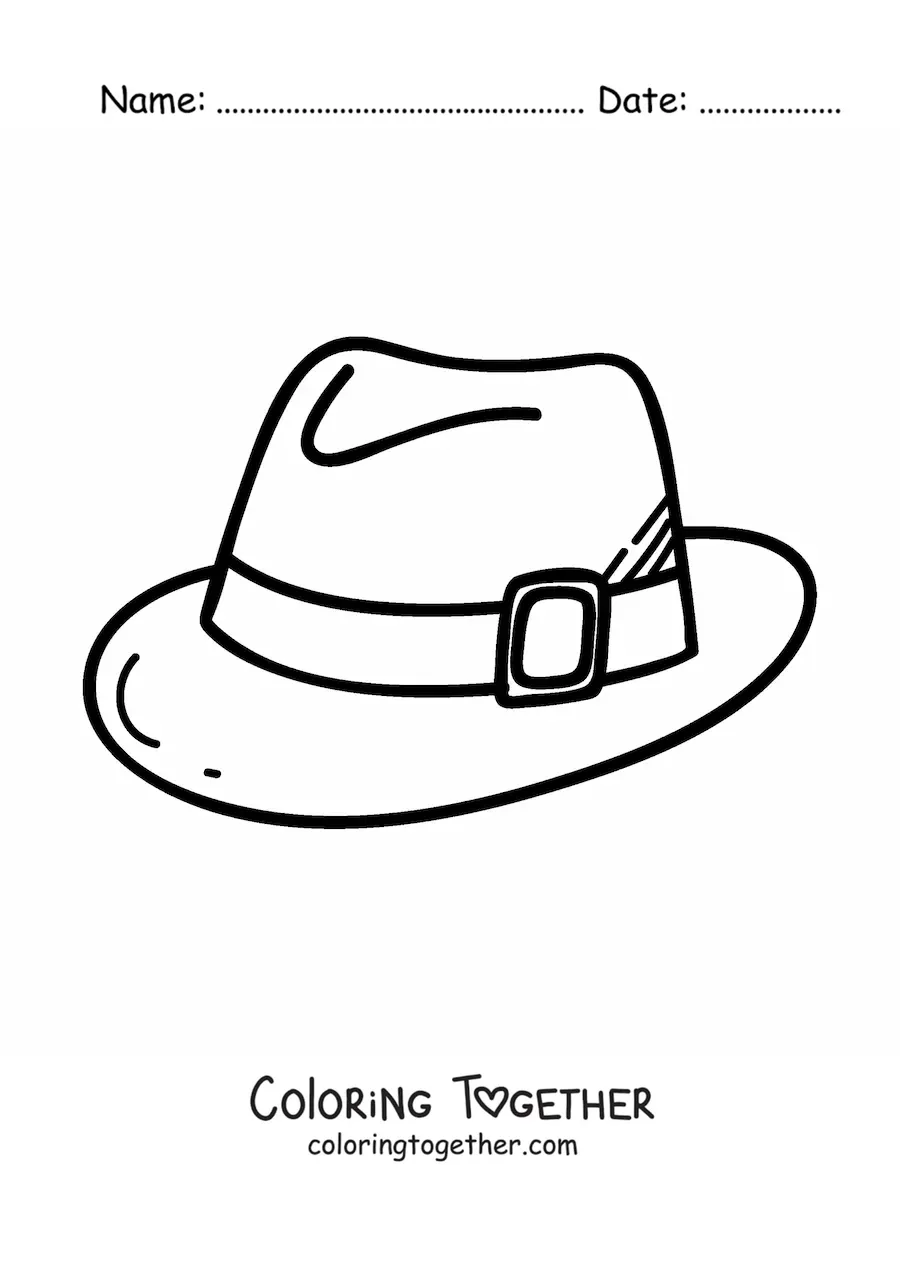 Coloring page of a fedora-style hat