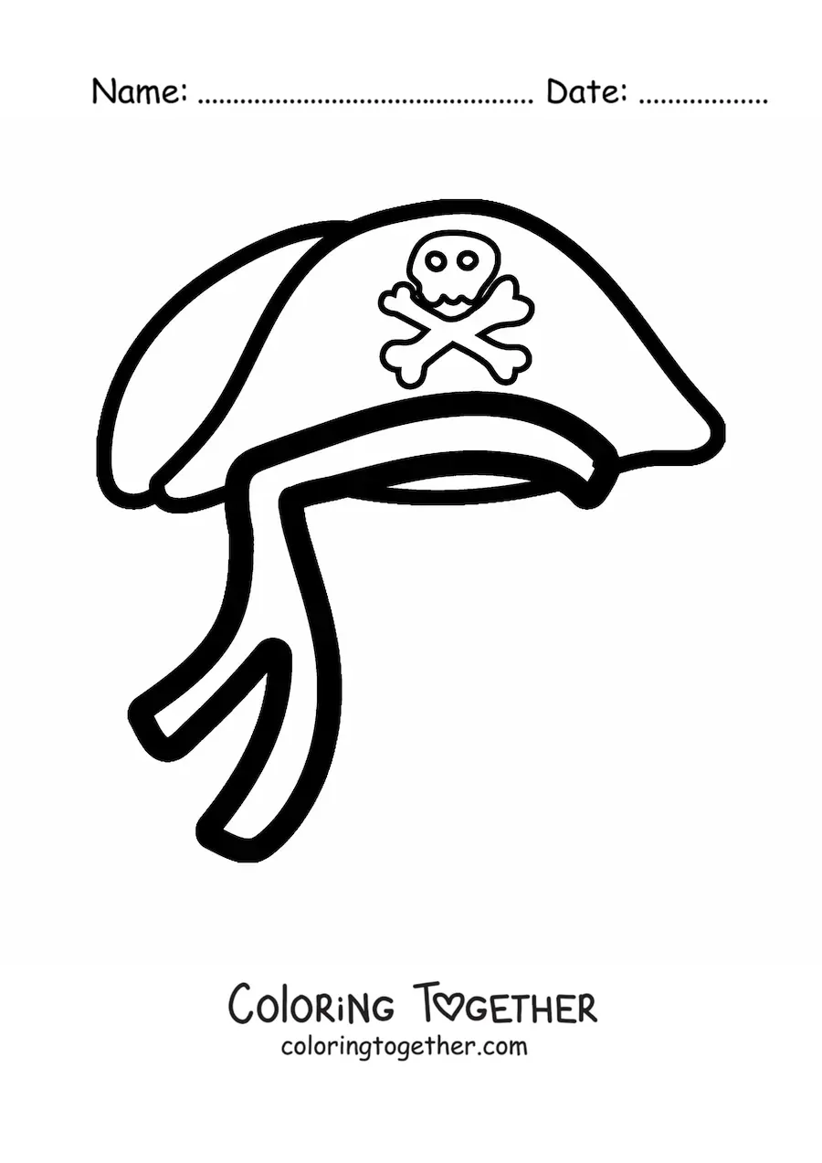 Coloring page of a pirate hat