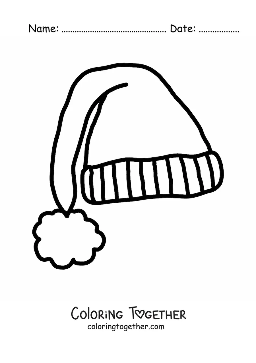 Coloring page of a Christmas hat