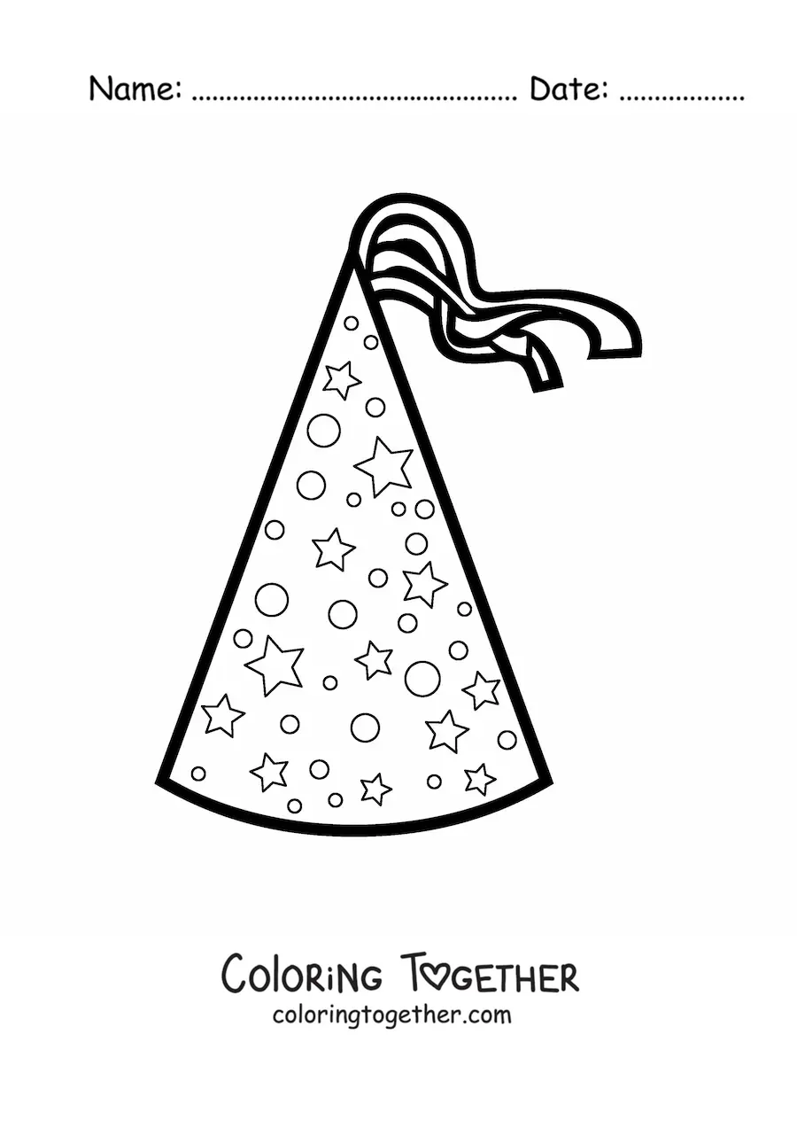 Coloring page of a party hat