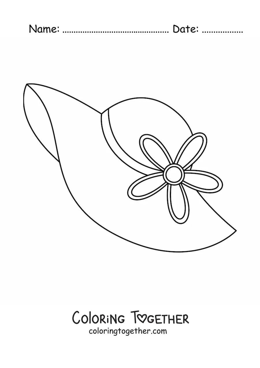 Coloring page of a summer hat