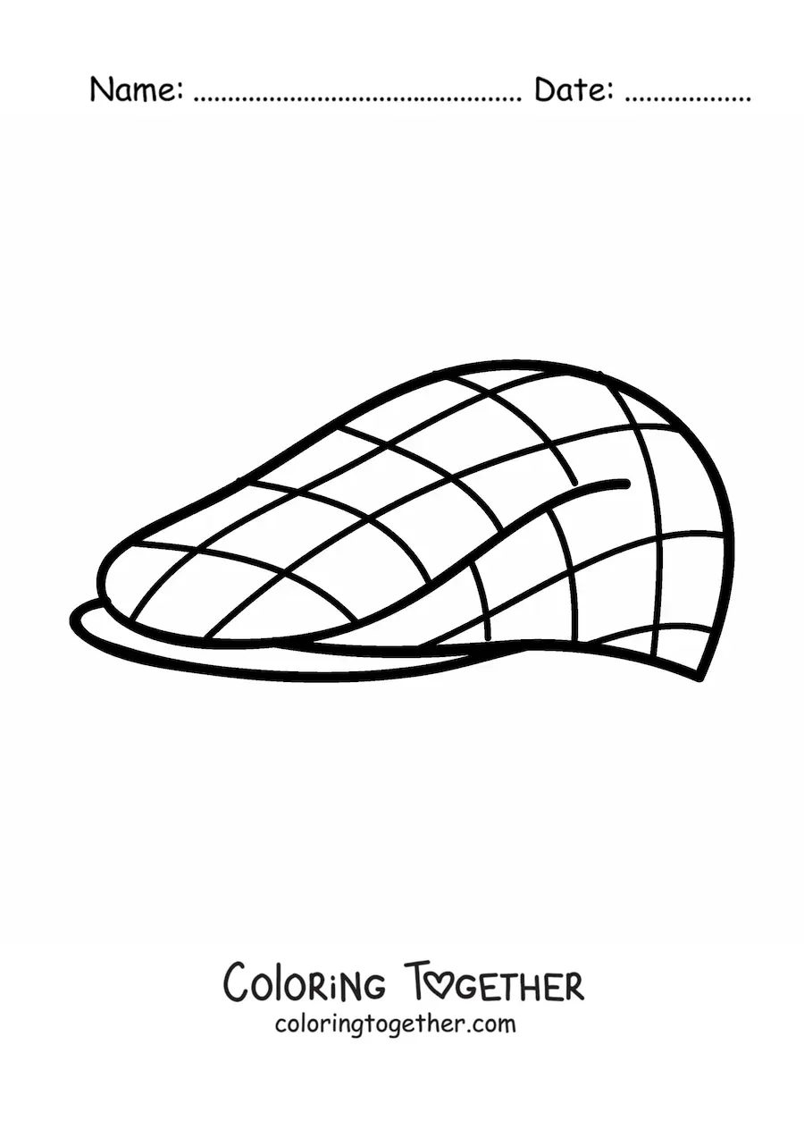 Coloring page of a beret-style hat