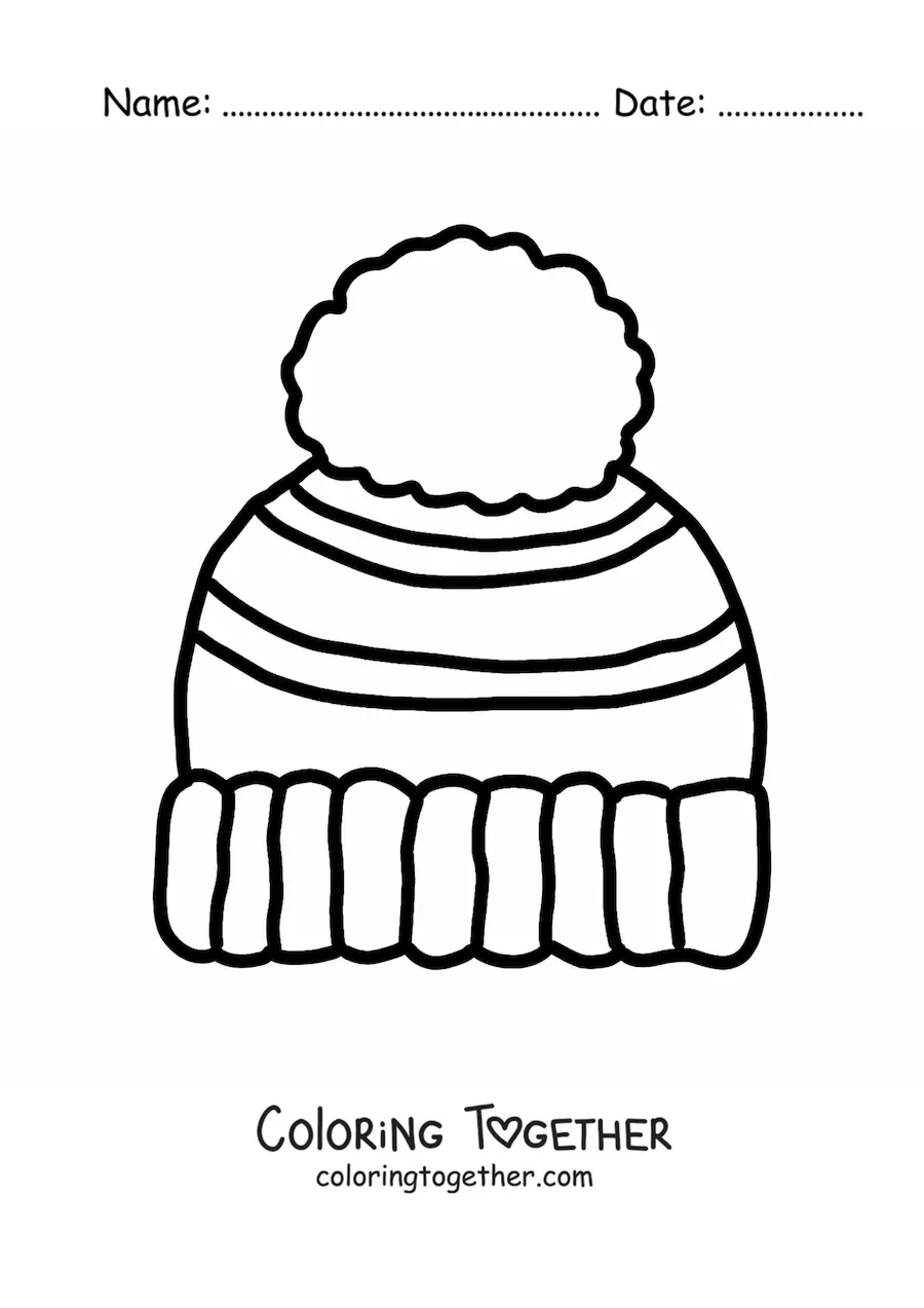 Coloring page of a knitted winter hat