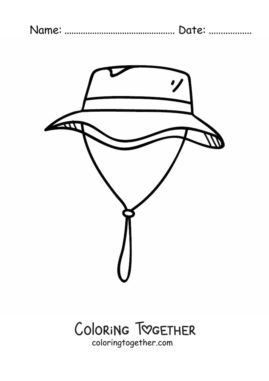 Coloring page of an explorer hat