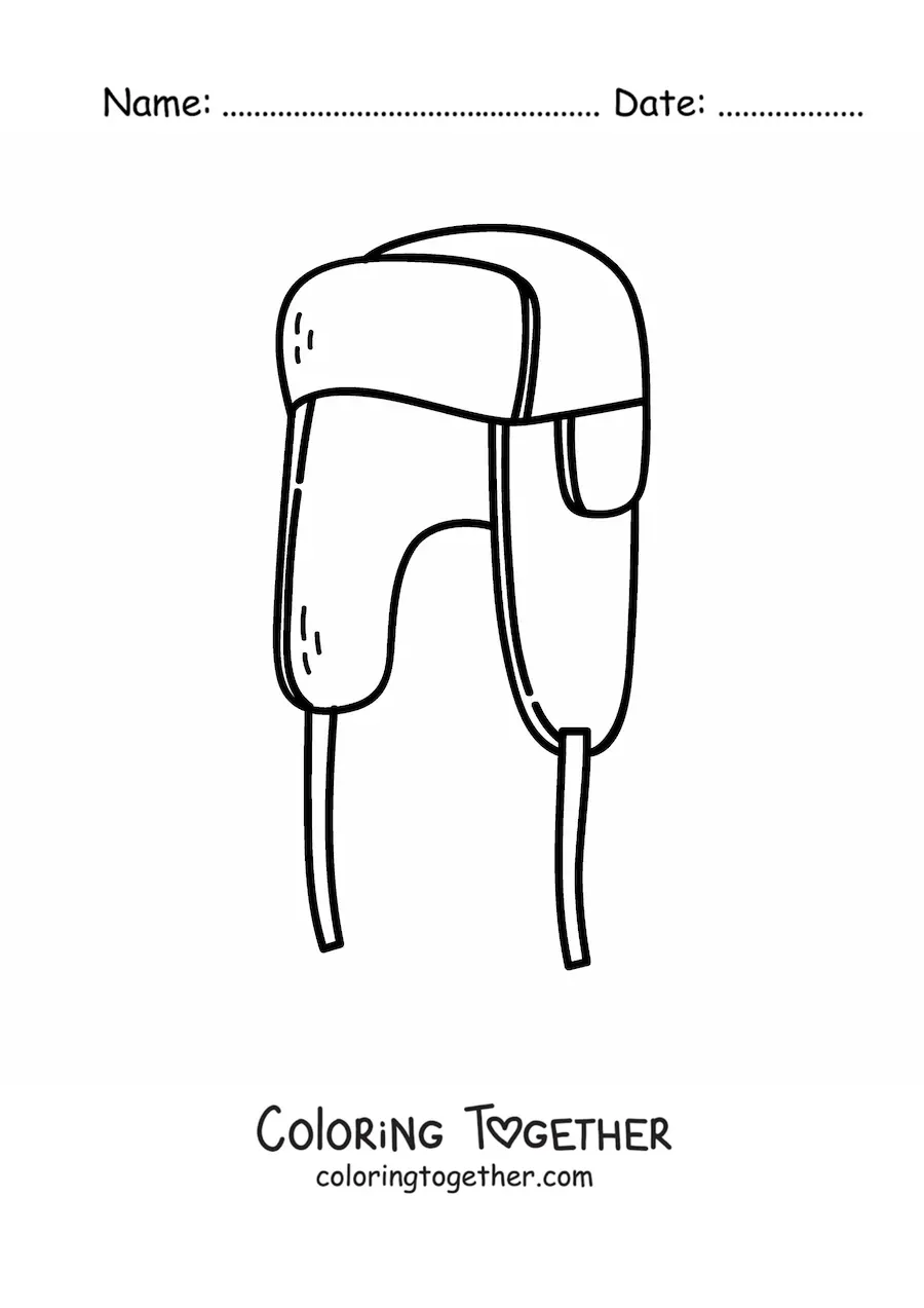Coloring page of a winter hat with earflaps