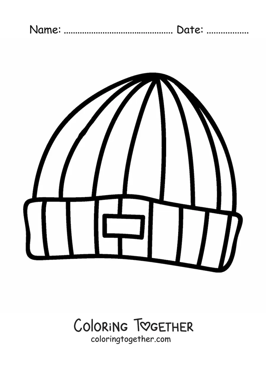 Coloring page of a simple knitted hat
