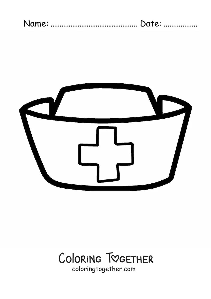 Coloring page of a nurse hat