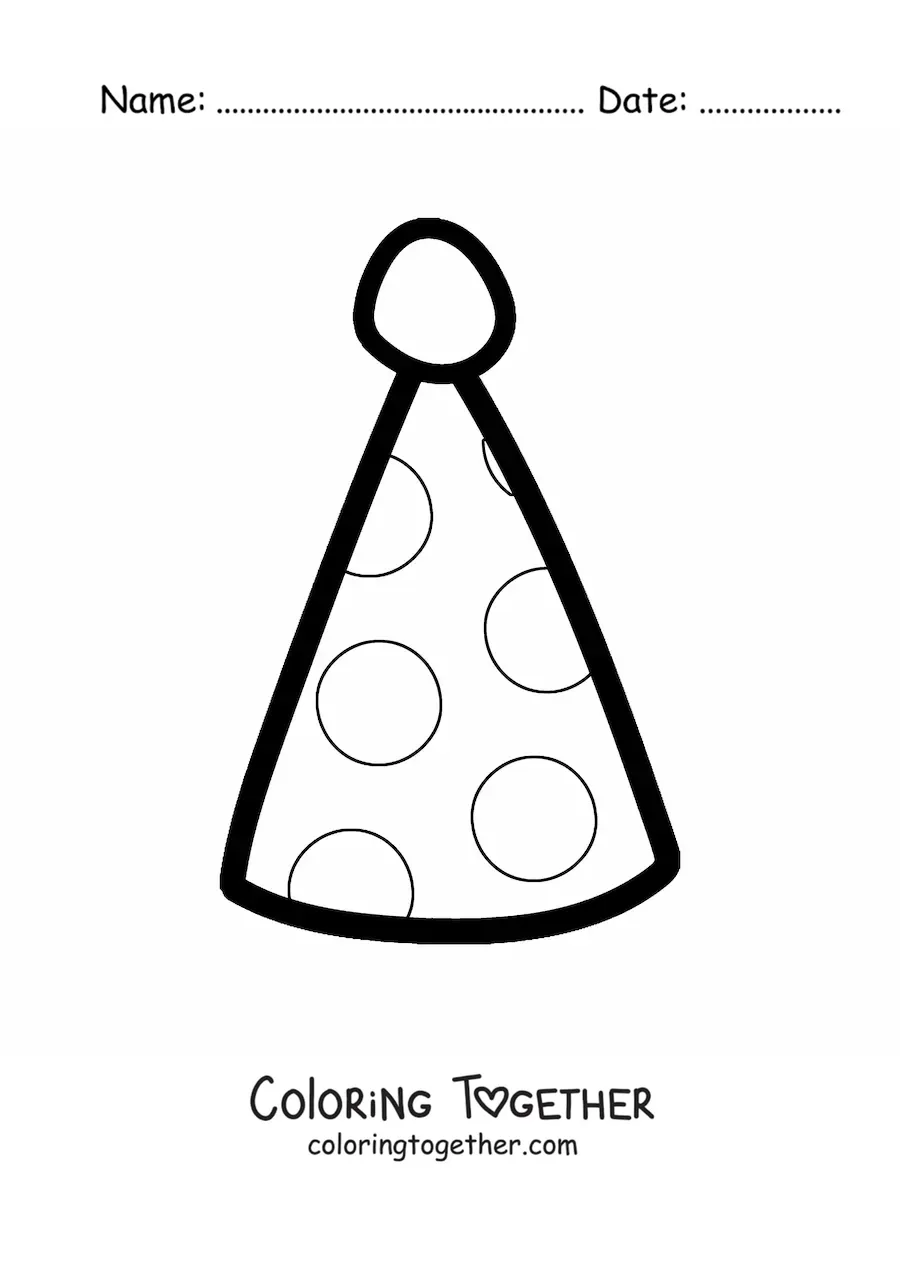 Coloring page of a party hat