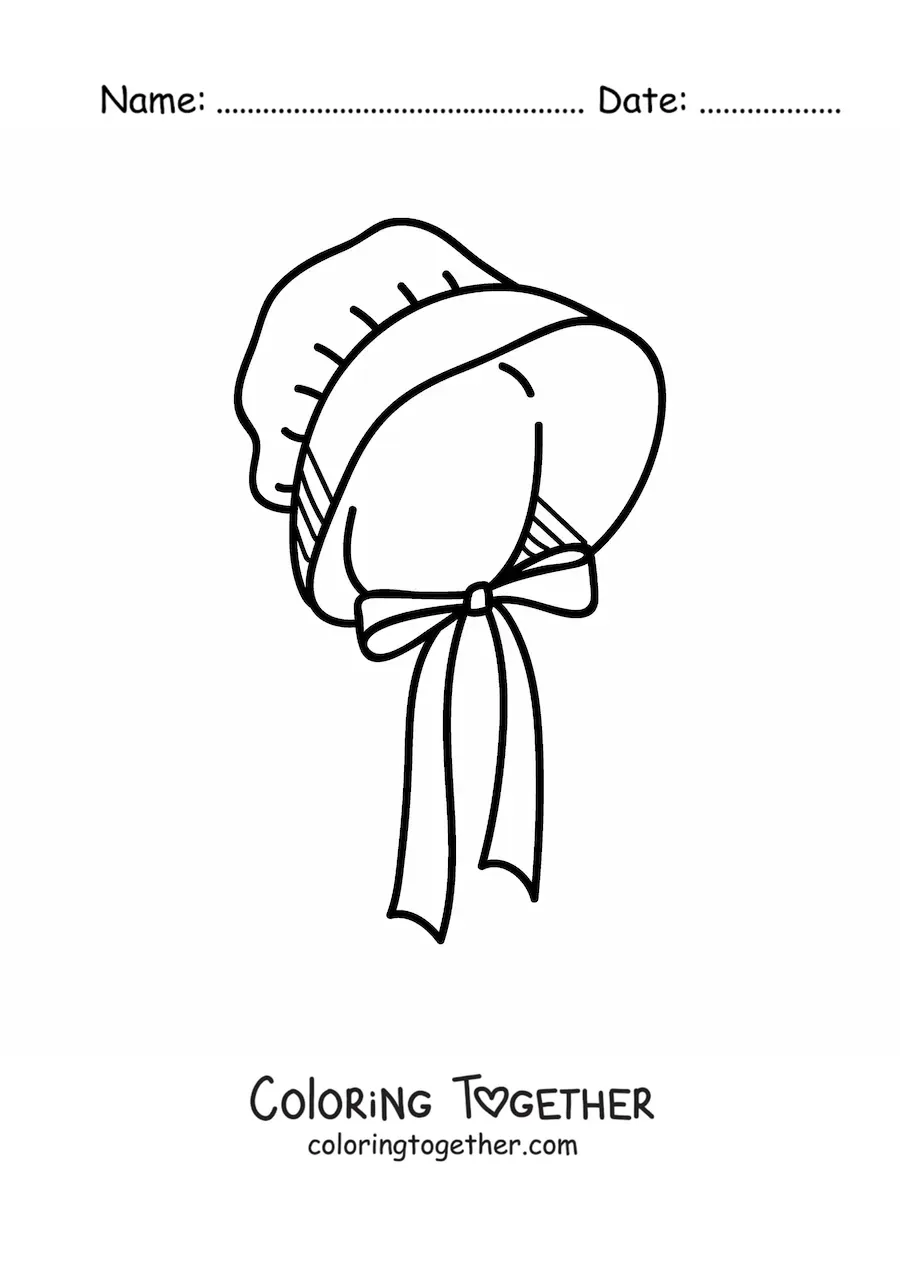 Coloring page of an antique bonnet hat