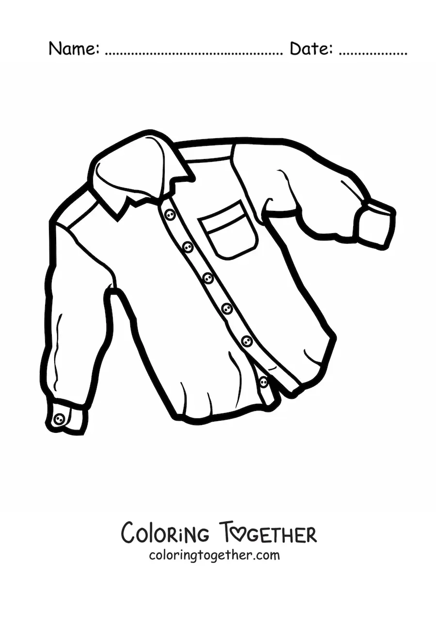 Coloring page of a wrinkled shirt