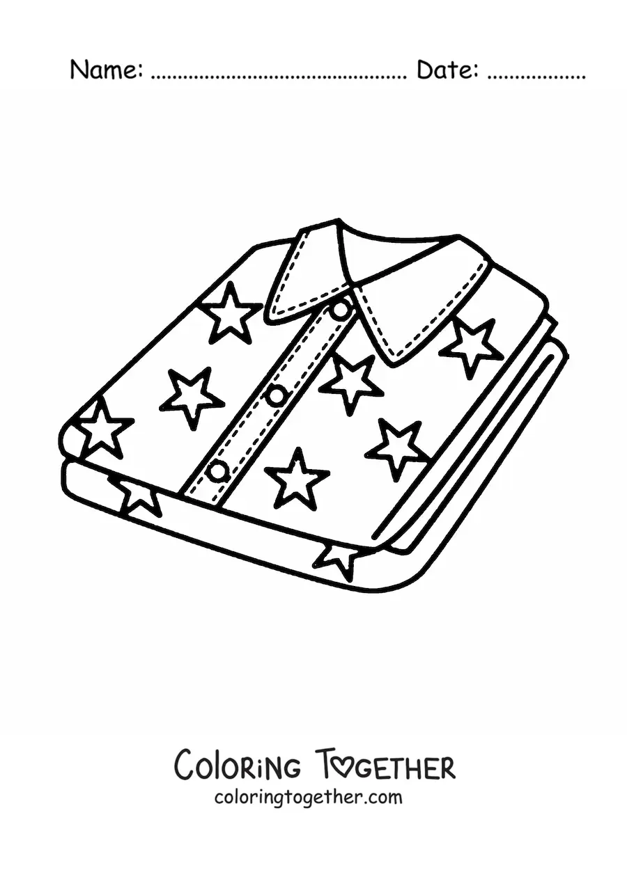 Coloring page of two folded shirts
