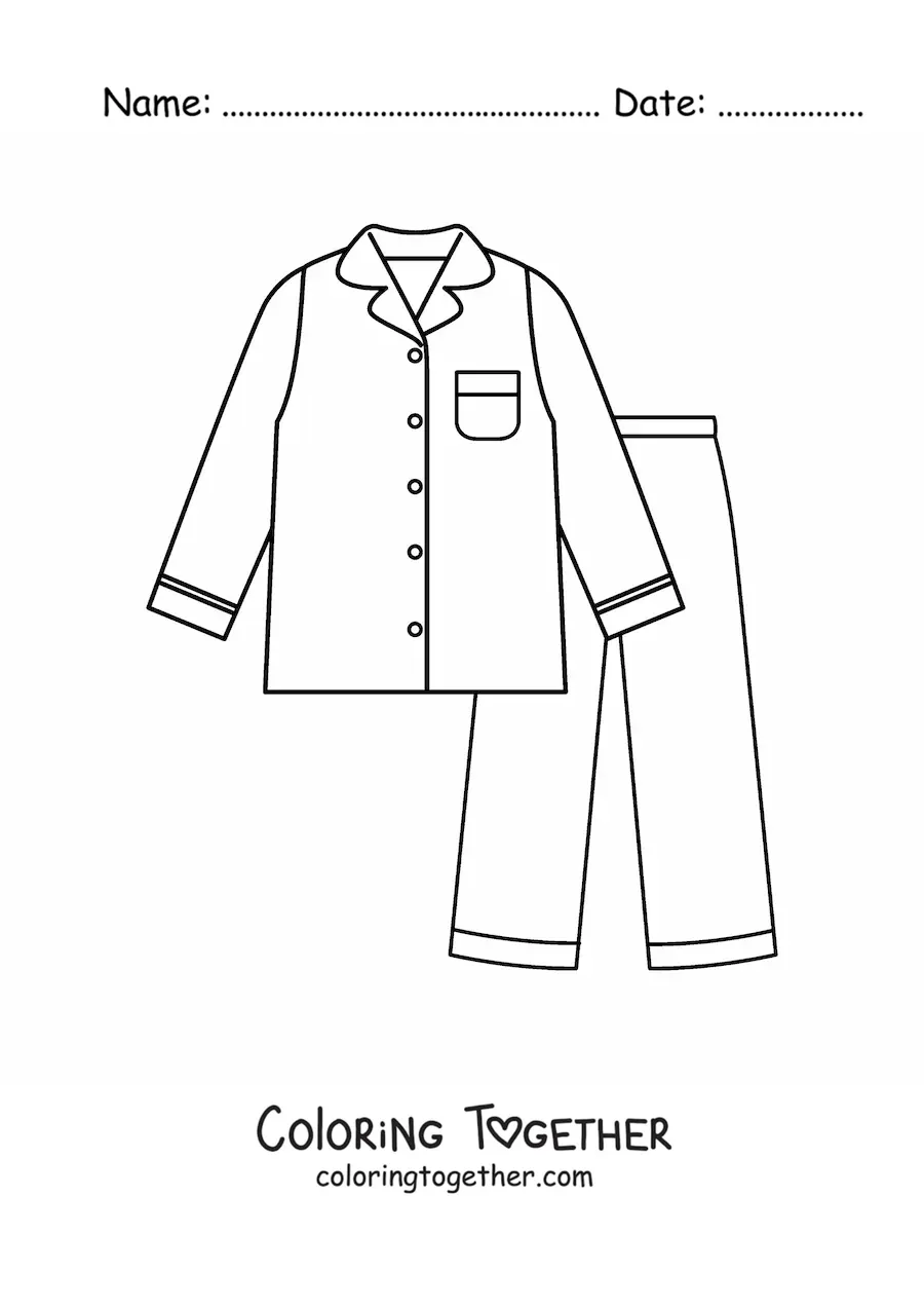 Coloring page of a shirt and pants