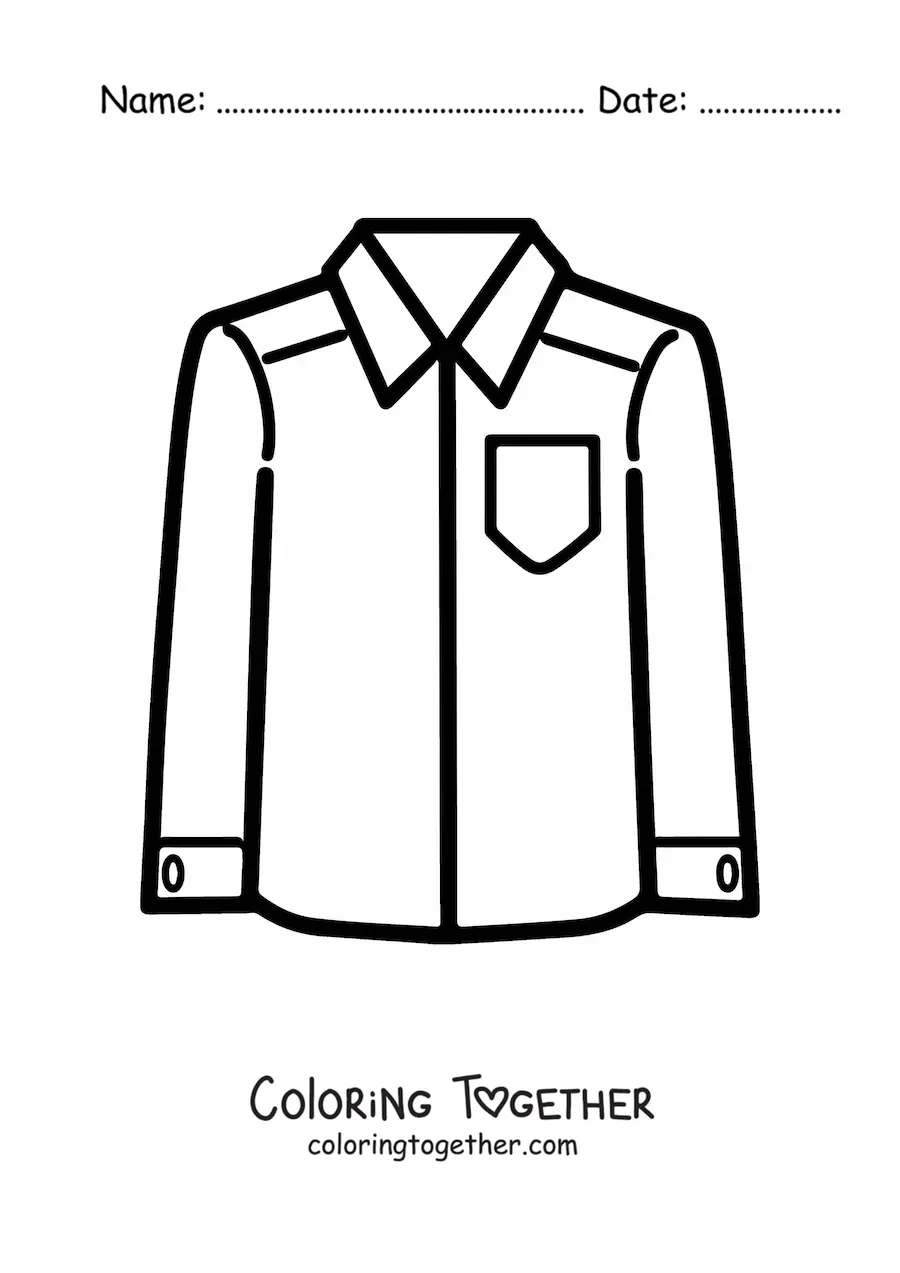 Coloring page of a simple shirt