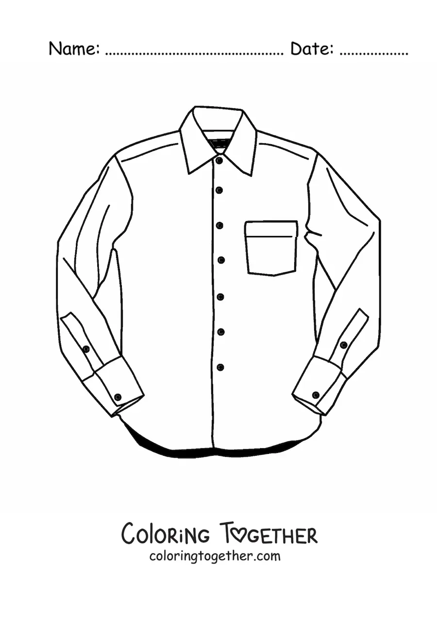Coloring page of a buttoned shirt