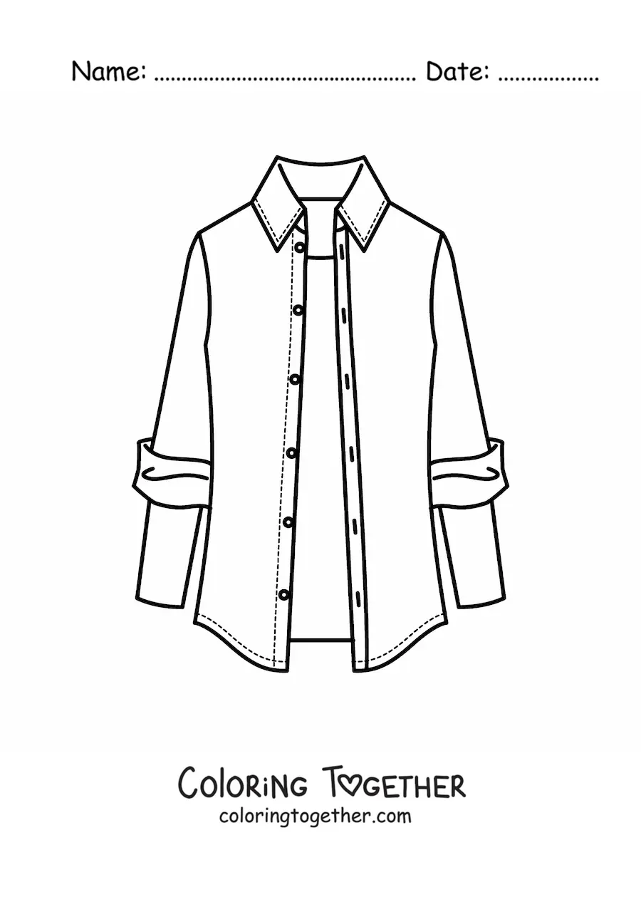Coloring page of a men's shirt